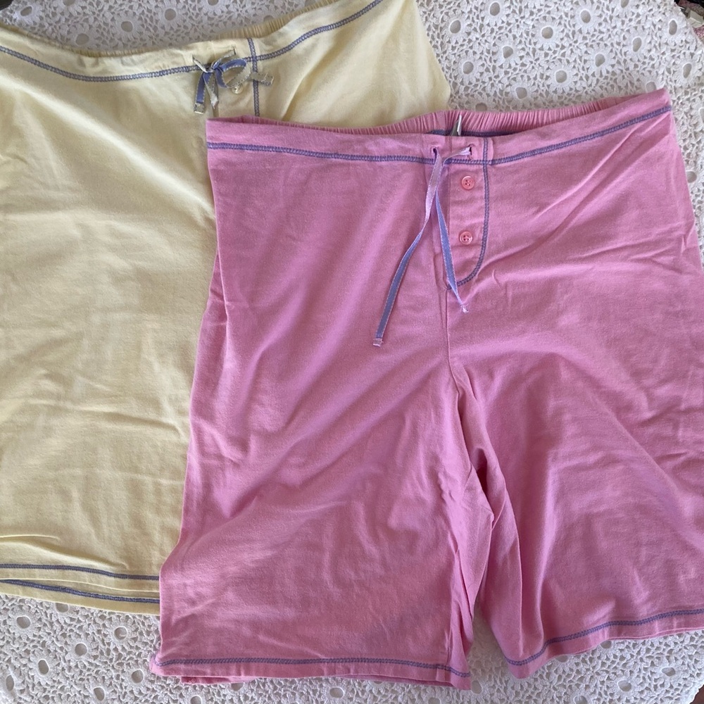 S/2 Women’s Knit Pajama Shorts - Small - Pink & Pale Yellow